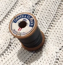 Vintage Gray Coats & Clark's BoilFast Mercerized Sewing Thread Wood Spool B