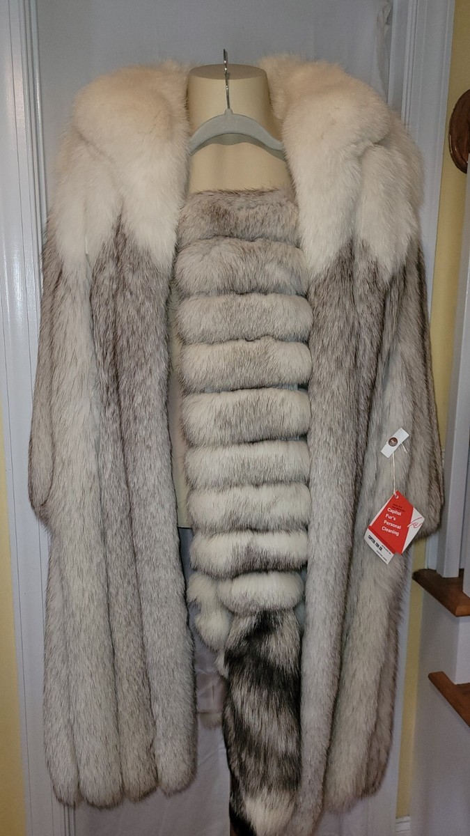 Georgeous Vintage Saga Fox Norwegian Blue Fox Fur Coat & Boa