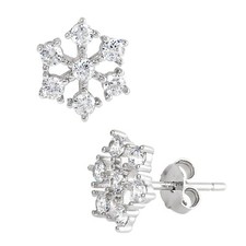 Sterling Silver 925 Snowflakes Fashion Stud Earring
