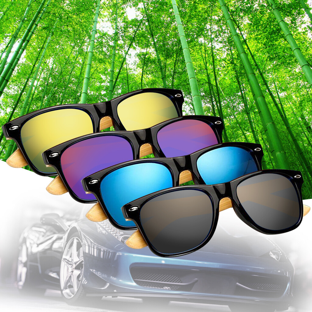 Bamboo Sunglasses Wooden Mens Womens Retro Vintage Wood Mirror Polarized Glasses