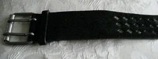 Nordstrom Sz Small Vintage Black Suede Leather Belt Wide Cut-outs Made in Italy