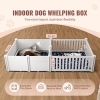 Dog Whelping Box 93.3 x 48.4 x 18.1in Dual Zone PVC with Rails Pee Pad 2