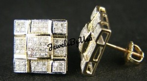 Authentic Men's Designer Stylish D/VVS Moissanite Stud Earring Yellow Gold Plated Silver