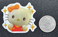 Hello Kitty Orange Bow Twinkling Eyes Sticker. NEW. Non-Stuck.