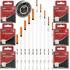 Fishing Tackle Match Set 10 Waggler Floats 120 Eyed Hooks Lead Shot Weights