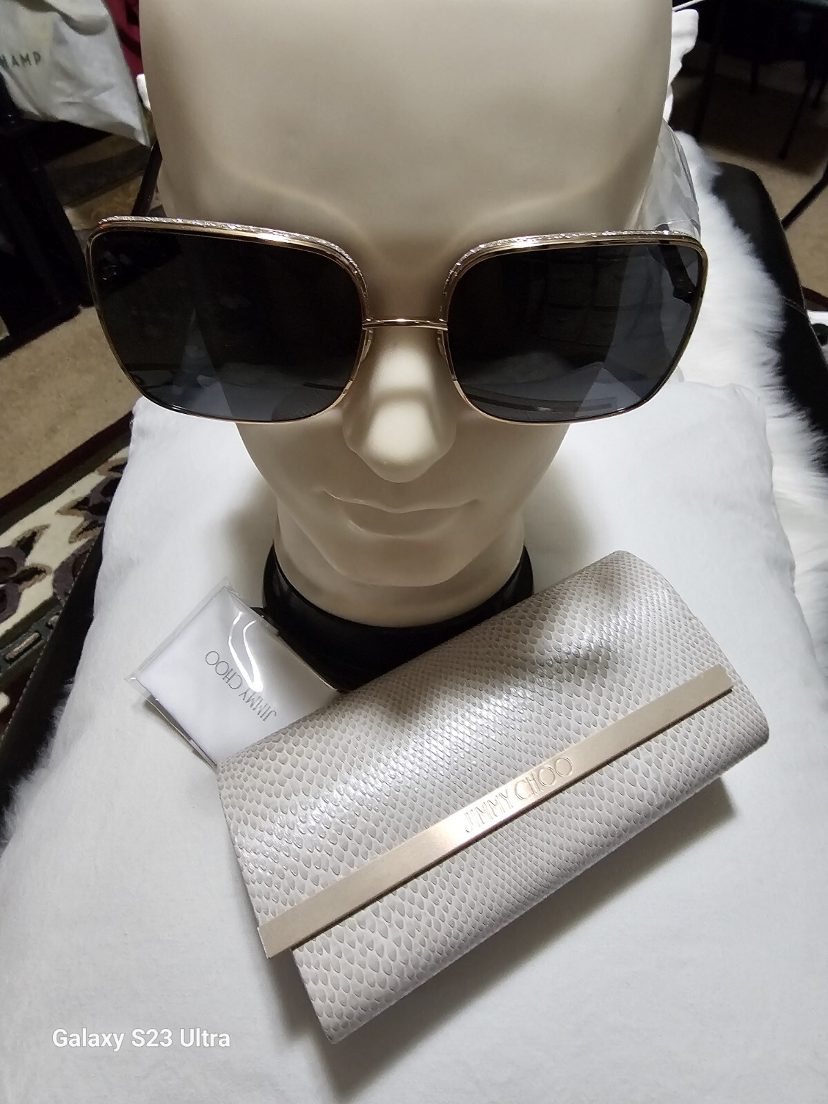 Jimmy Choo Aliana 59mm Square Sunglasses Polished metal frames and glittering