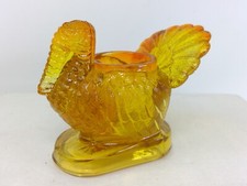 Mosser Amber Glass Small Turkey Toothpick Hol...