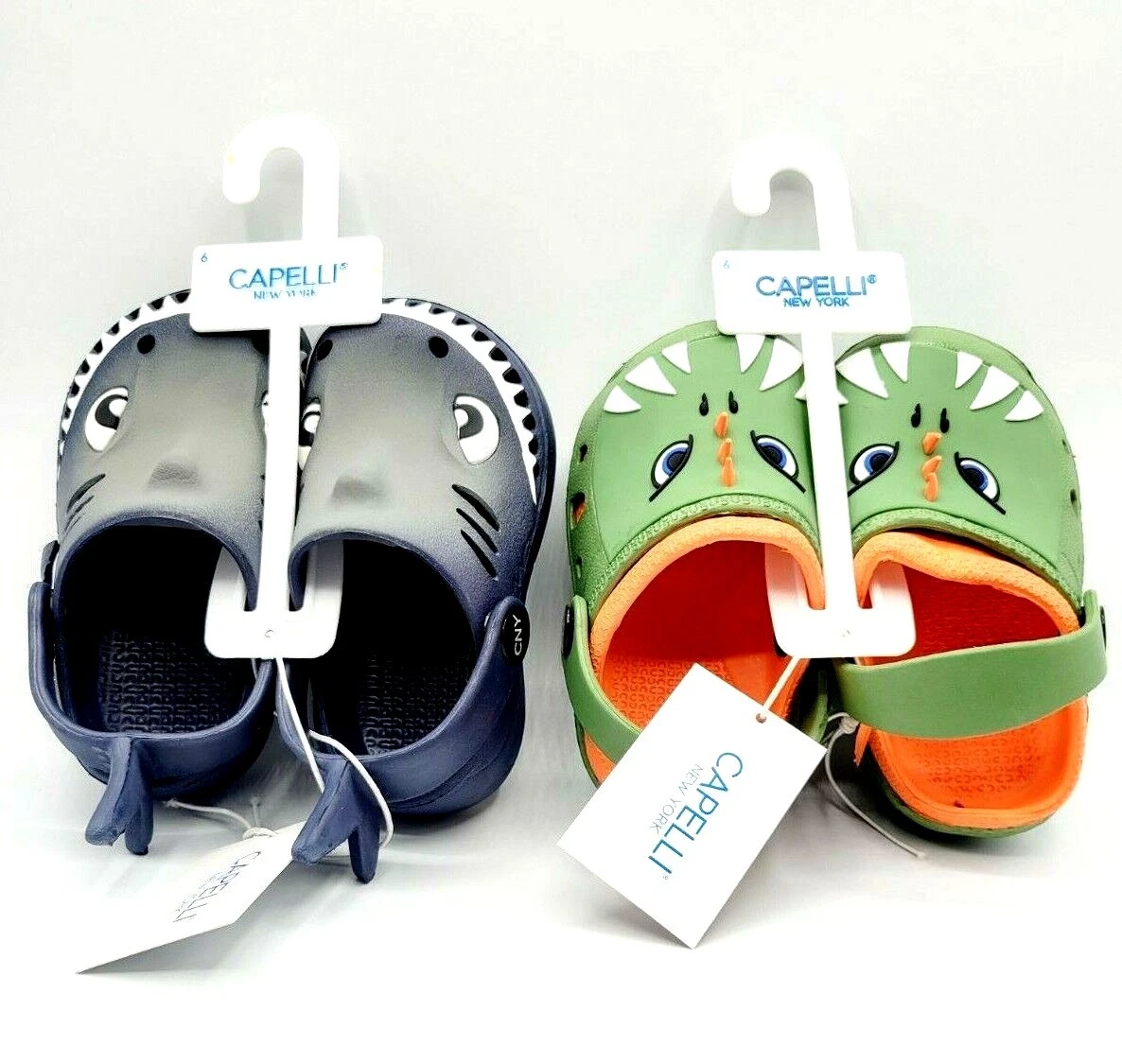 Capelli New York Clogs Shark Or Dinosaurs Ankle Strap Slip On Size