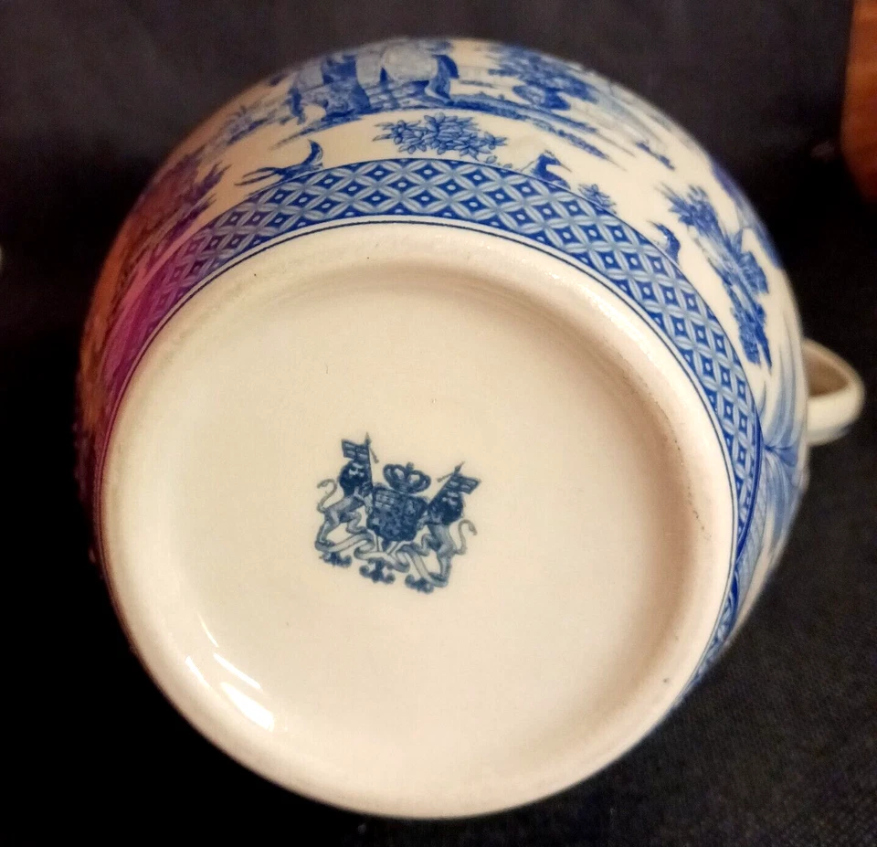 Jarra de bolas de leche de porcelana victoriana azul Transferware castillo de China coleccionable Foto 4 de 4