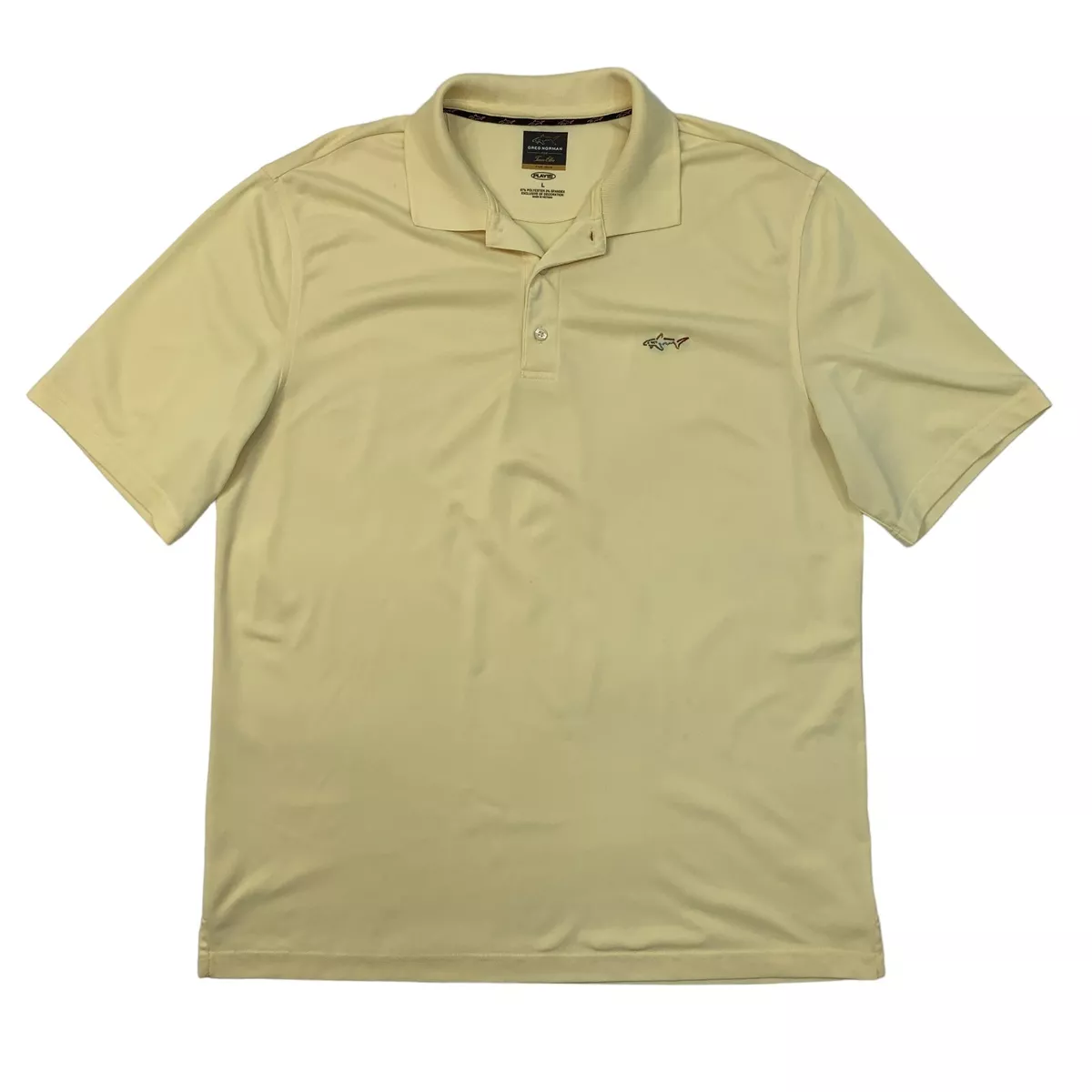 Greg Norman Tasso Elba Polo Shirt Mens L Large Yellow PlayDry Five
