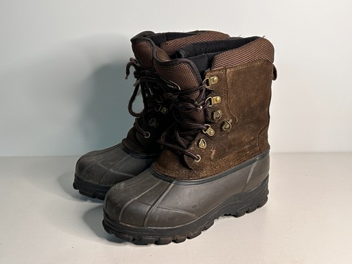 LaCrosse Thinsulate Fleece Lined Brown Leather Rubber Boots Men Size 8 - Picture 3 of 7