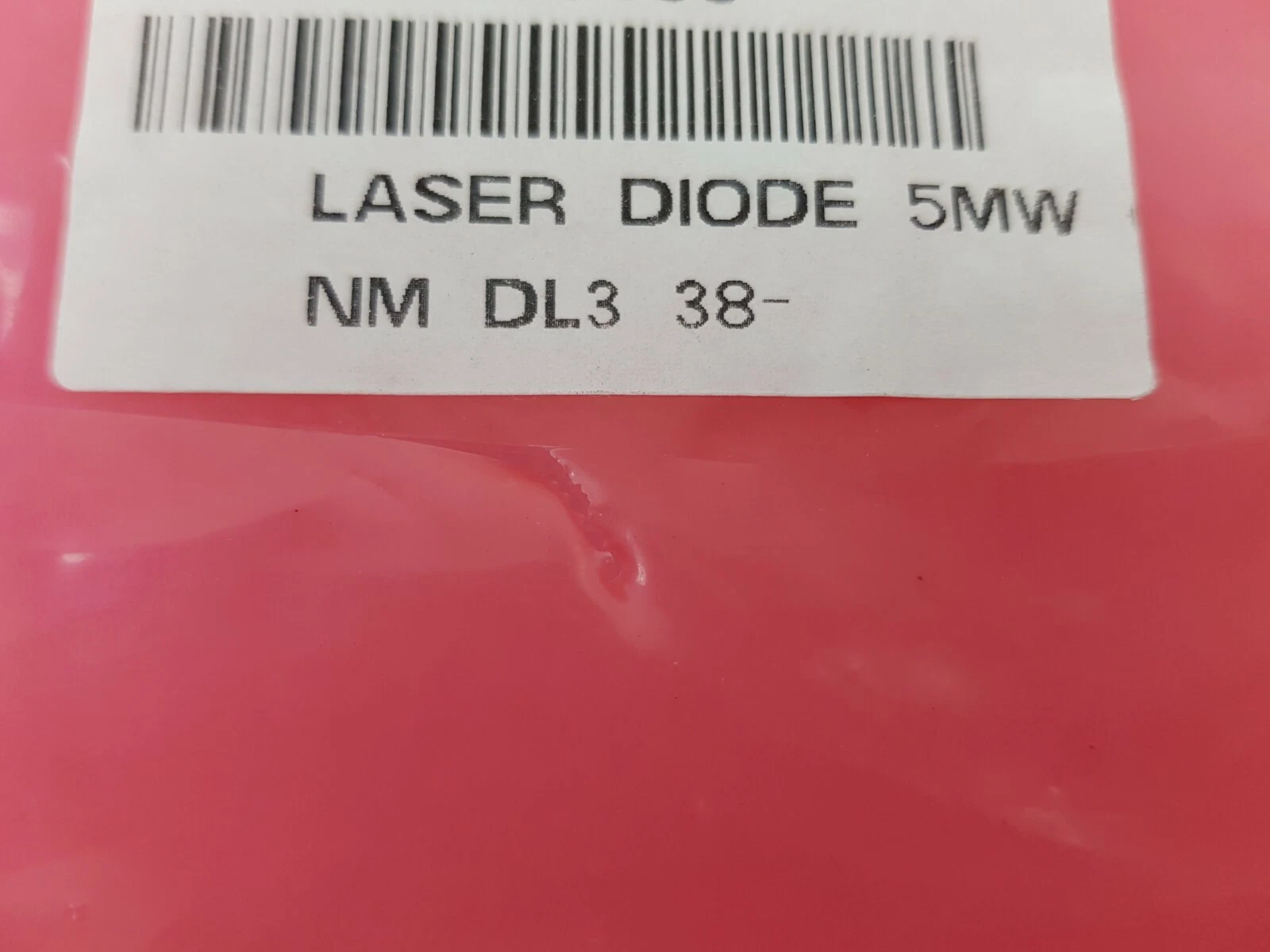 Bag label reading LASER DIODE 5MW