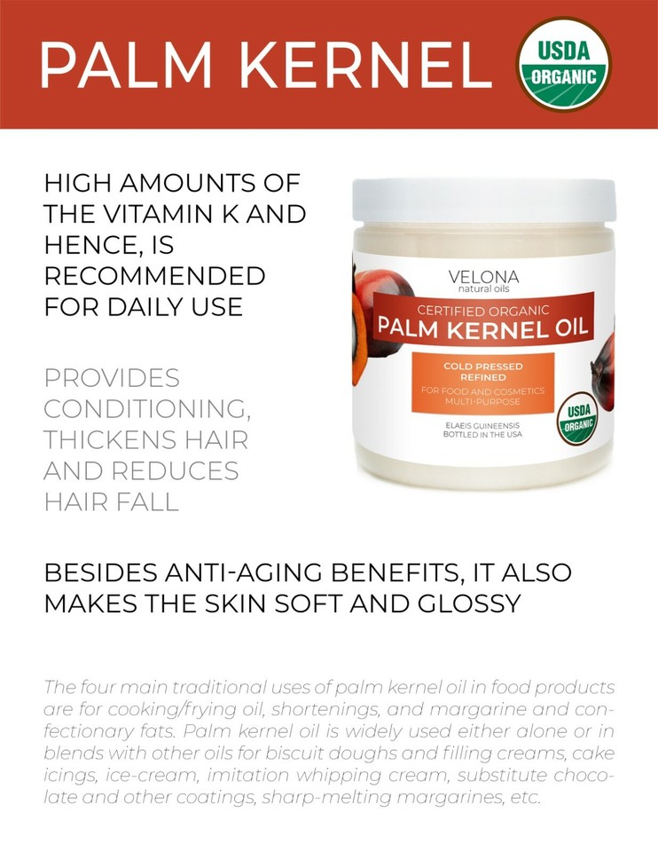 USDA Certified Organic Palm Kernel Oil - Refined, Cold-Pressed, 8 Fl Oz For Face & Skin 5 thumbnail image