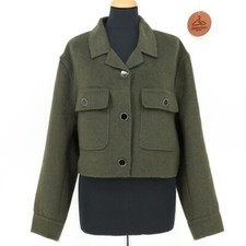 HOUSE OF HARLOW 1960 Cropped Wool-Blend Jacket NWT Sz Medium Flap Button Pockets