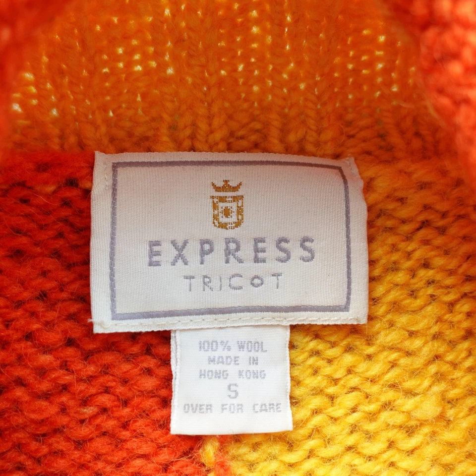 Suéter de Lana Copo de Nieve Tricot Años 90 De Colección S Naranja Pescador Grueso Vacaciones Foto 3 de 4