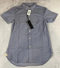 Nifty Genius Men's Blue Button Down Short Sleeve Casual Shirt size XS