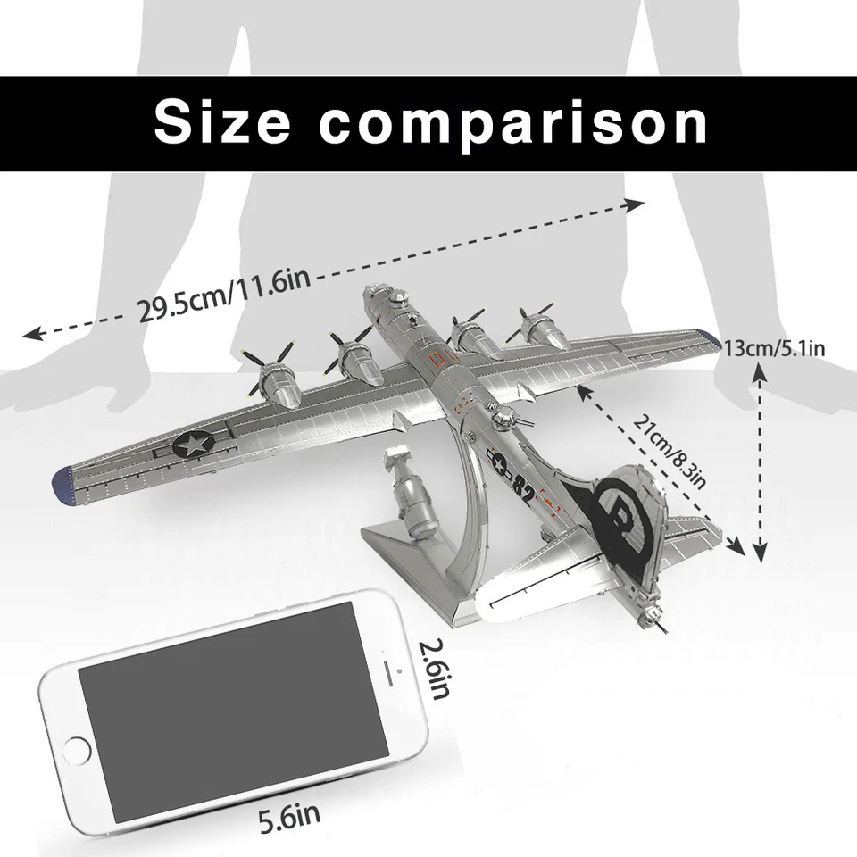 Piececool 3D B-29 Super Fortress Metal Building - Architectural Model for Adult - Image 2 of 4