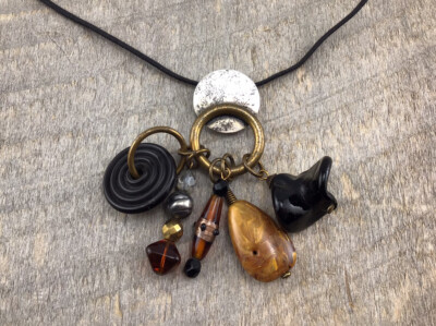 Vintage Designer MARJORIE BAER SF Brass Bakelite Multi Pendant