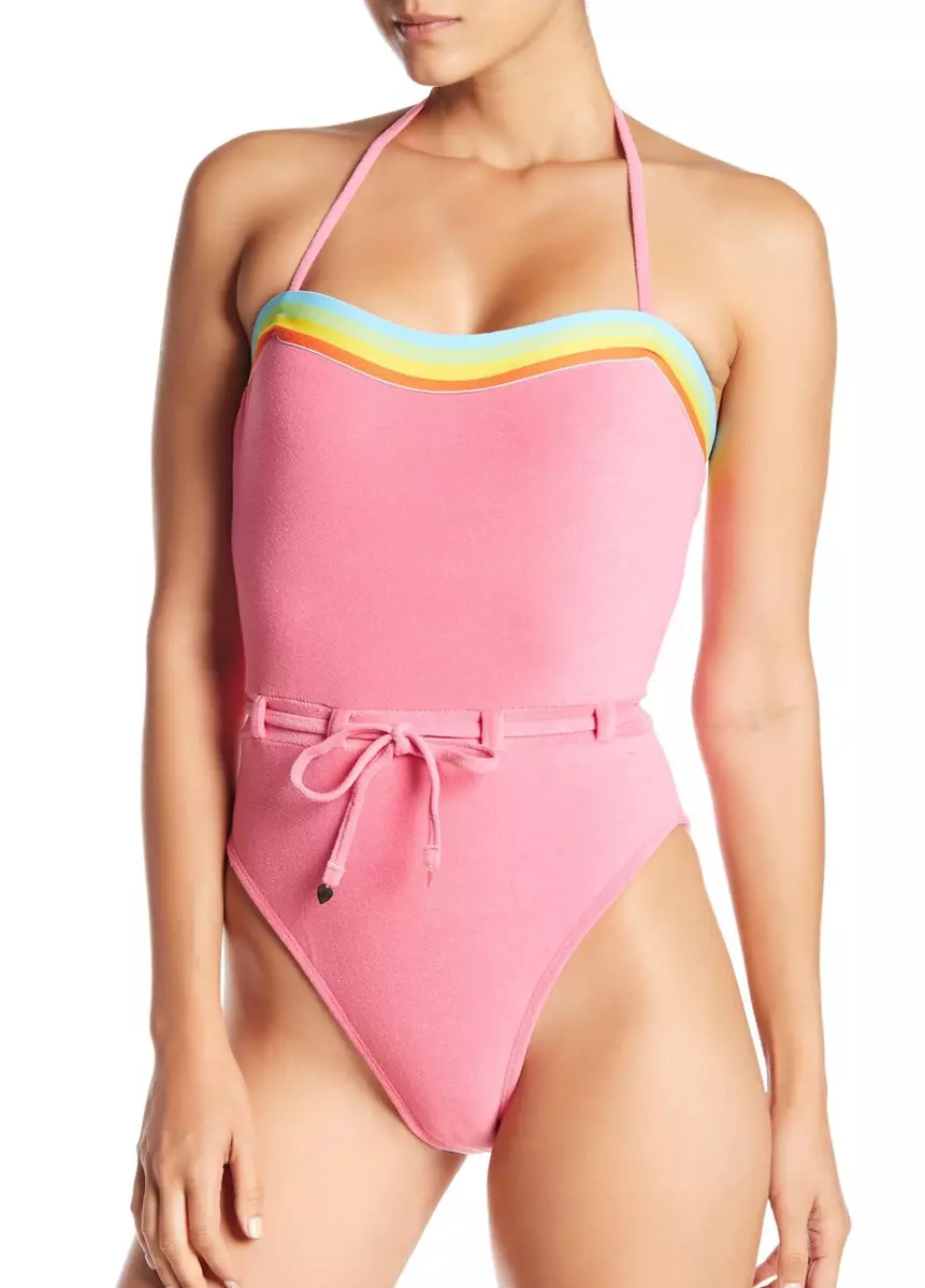 NEW Juicy Couture Classic Terry Halter Pink One Piece Swimsuit