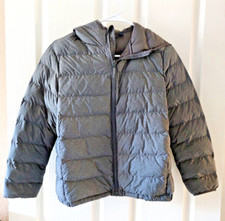 Uniqlo Boys Light Warm Padded Parka Hooded Jacket Grey Size 11-12