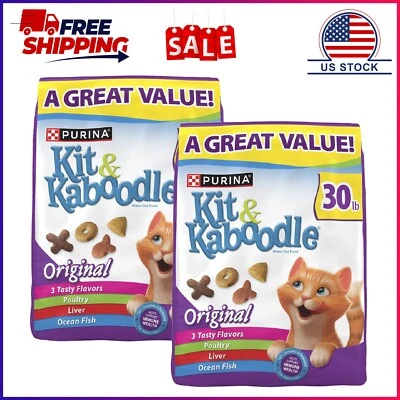 2 Pack Purina Kit and Kaboodle Original Dry Cat Food for Adult Cats, 30lb