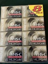 Maxell VHS-C HGX-Gold TC-30 Premium High Grade Blank Camcorder Tapes 8 Pack New