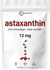Astaxanthin 12mg Antioxidant Supplement  Supports Eye, Joint  Skin Health
