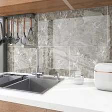 40Pcs Gray Marble Peel and Stick Wall Panels Marble Tile PVC Backsplash Tiles YD