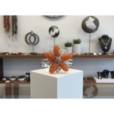 LALIBERI Venetian Cuff Bracelet Kit Orange Carnelian Flower Beads DIY Craft
