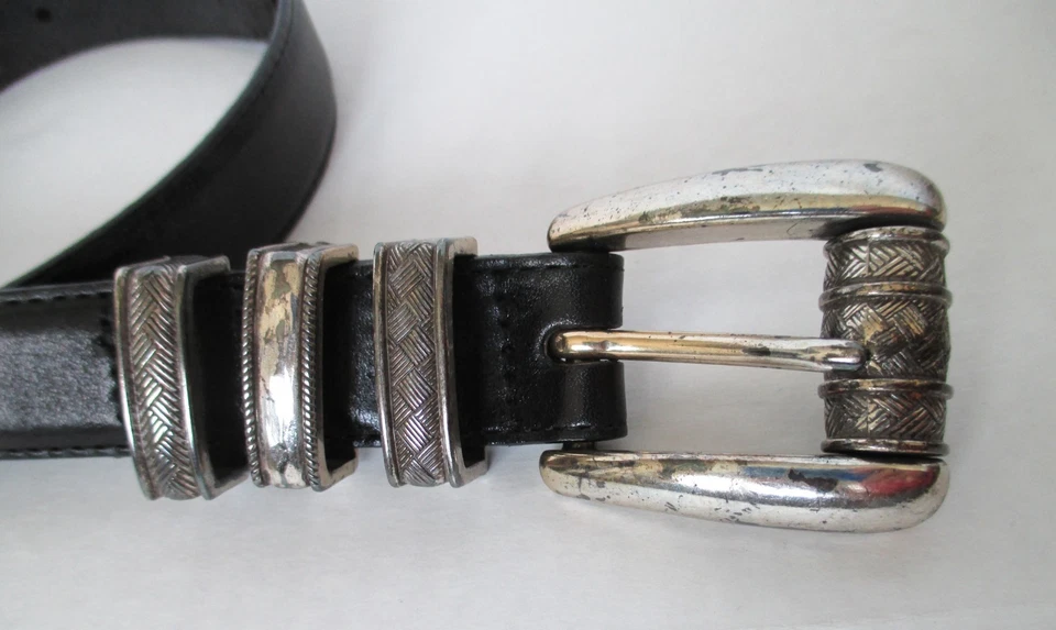 Cinturón Brighton Vintage 1995 Talla S 26 - 28" Hebilla Tono Plata Foto 2 de 4
