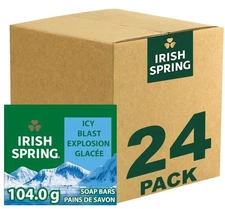 24 Pack Irish Spring Icy Blast Bar Soap for Men, Mens Bar Soap 3.7 Oz Soap Bar