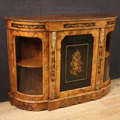 Geschirrschrank Englisch Servante Mobil IN Holz Intarsien Antik Stil . Jh - Bild 1 von 4