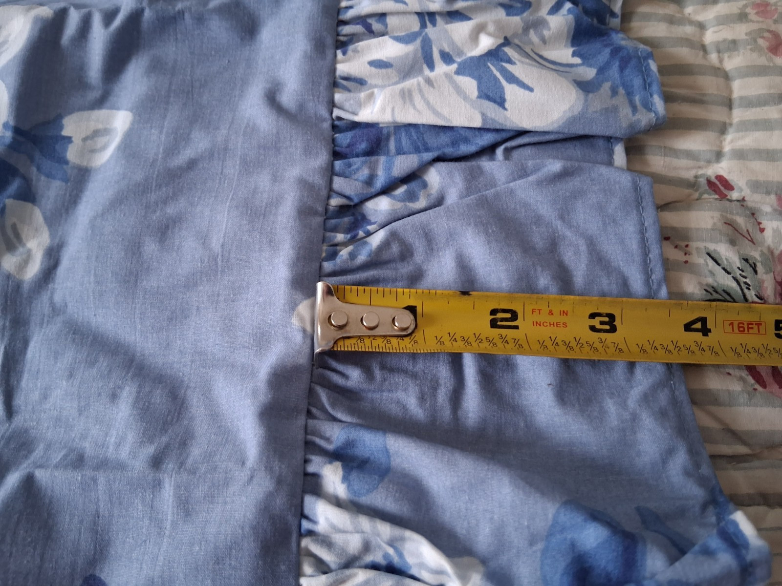 Vintage Ralph Lauren Grace-Blue & White Floral Euro Ruffled Pillow Sham-1985