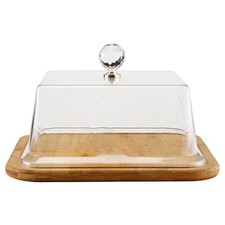 Cake Display Platter Cake Stand Plate Modern Square Cake Holder with Clear Lid