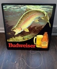 Vintage 1985 Budweiser Beer Fish Wall Mount Light Up Advertising Sign