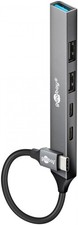 Goobay Slim 5-Port USB-Hub, USB-C Stecker auf 2x USB-C, 2x USB-A 2.0, 1x USB-A