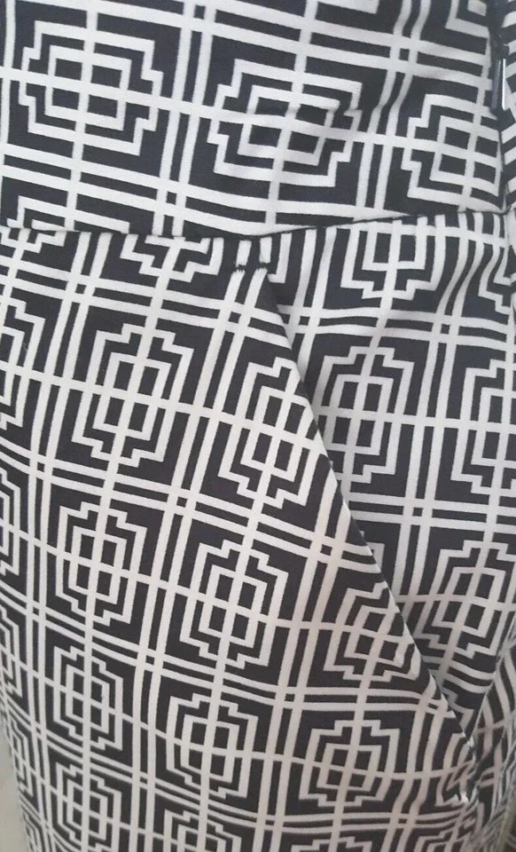  Alfred Sung Pure Skirt Sz 14 Black & White Dress Casual Cotton A-line L XL - Image 3 of 4