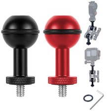 Aluminum 1" Ball Head 1/4" Screw Double Socket Arm Mount Adapter for GoPro DSLR