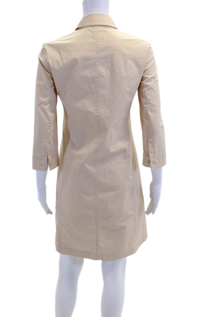 KORS Michael Kors Women's Long Sleeves Quarter Button Mini Dress Beige Size 2 thumbnail 4