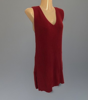 Ann Taylor LOFT Ribbed Knit Mini Dress Women s Size Small Brick Red Sleeveless