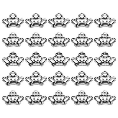 23 mm Metall Anhänger 100 Paket Krone Halskette Ohrringe Silber