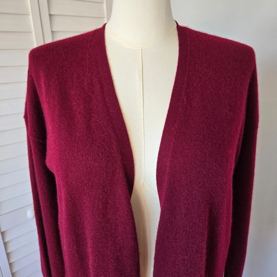 Cárdigan Suéter Charter Club Borgoña 100% Cachemira Frente Abierto Longline Talla XL Foto 4 de 4
