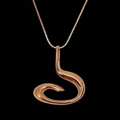 Vintage Freeform Modernist Pendant Swirl Spiral Gold Tone Brutalist 80s Abstract
