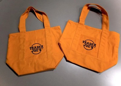 Trader Joes Mini Canvas Tote Bags - Set of 2 (ORANGE) 