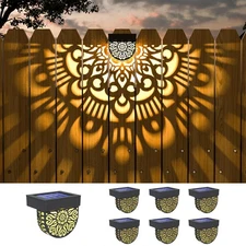 6 Pack Solar Fence Lights Outdoor Wall Lights Plastic Solar Powered Deck Step...