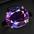 Gorgeous Blue Purple Sapphire Oval 8.80Ct 925 Sterling Silver White Gold Rings