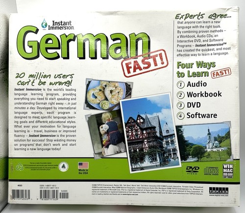 Instant Immersion German Fast 4 Ways To Learn Audio, Workbook, DVD, Software New - Picture 2 of 3