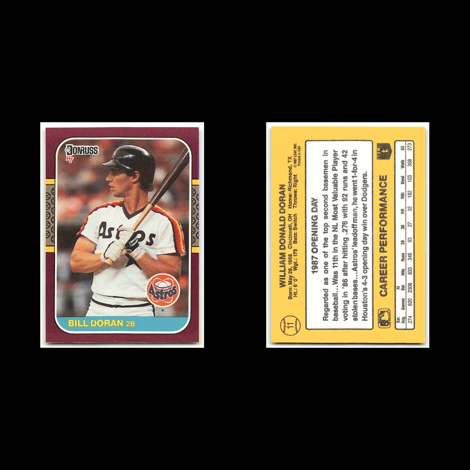 Bill Doran #11 1987 Donruss Opening Day Houston Astros Baseball Card MLB NM - Image 3 of 3