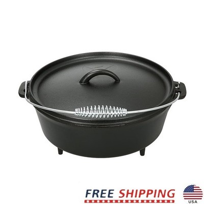 Pre-Seasoned Cast Iron Dutch Oven 5qt Nonstick Camping Cooking Accessories New