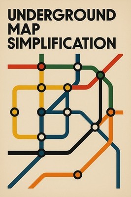   Underground Map Simplification Poster - Retro Design 16x24  - Premium Matte